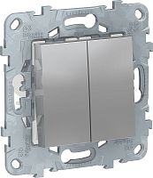 Переключатель без рамки Schneider Electric Unica New 2-кл. перекрестный алюминий картинка